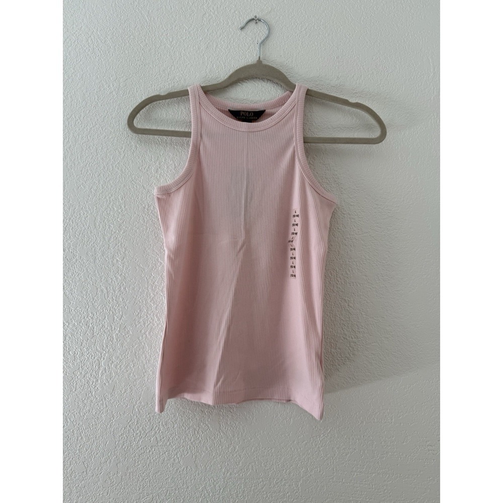 Polo Ralph Lauren Youth Girls Pink Ribbed Cotton-Blend Tank Top Size L(10-12) - Picture 2 of 8